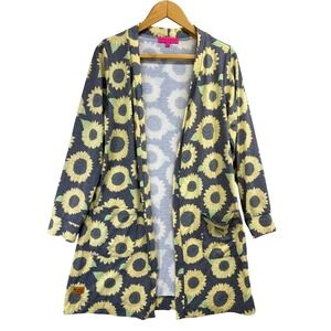 Simply Southern Sunflower Print Cardigan Jacket Open Front Long Sleeve S/M